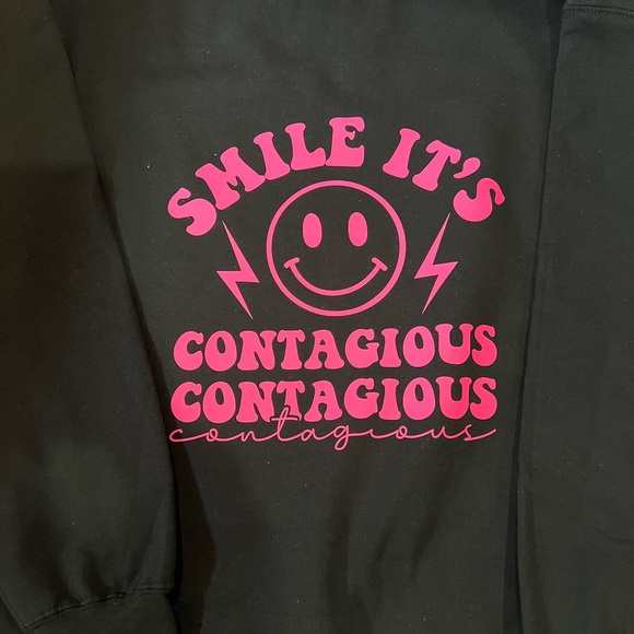 Black and pink smile face Crewneck sweatshirt custom made 😀⚡️large - Picture 4 of 6